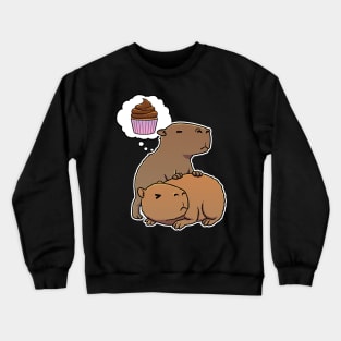 Capybara hungry for a Cupcakes Crewneck Sweatshirt